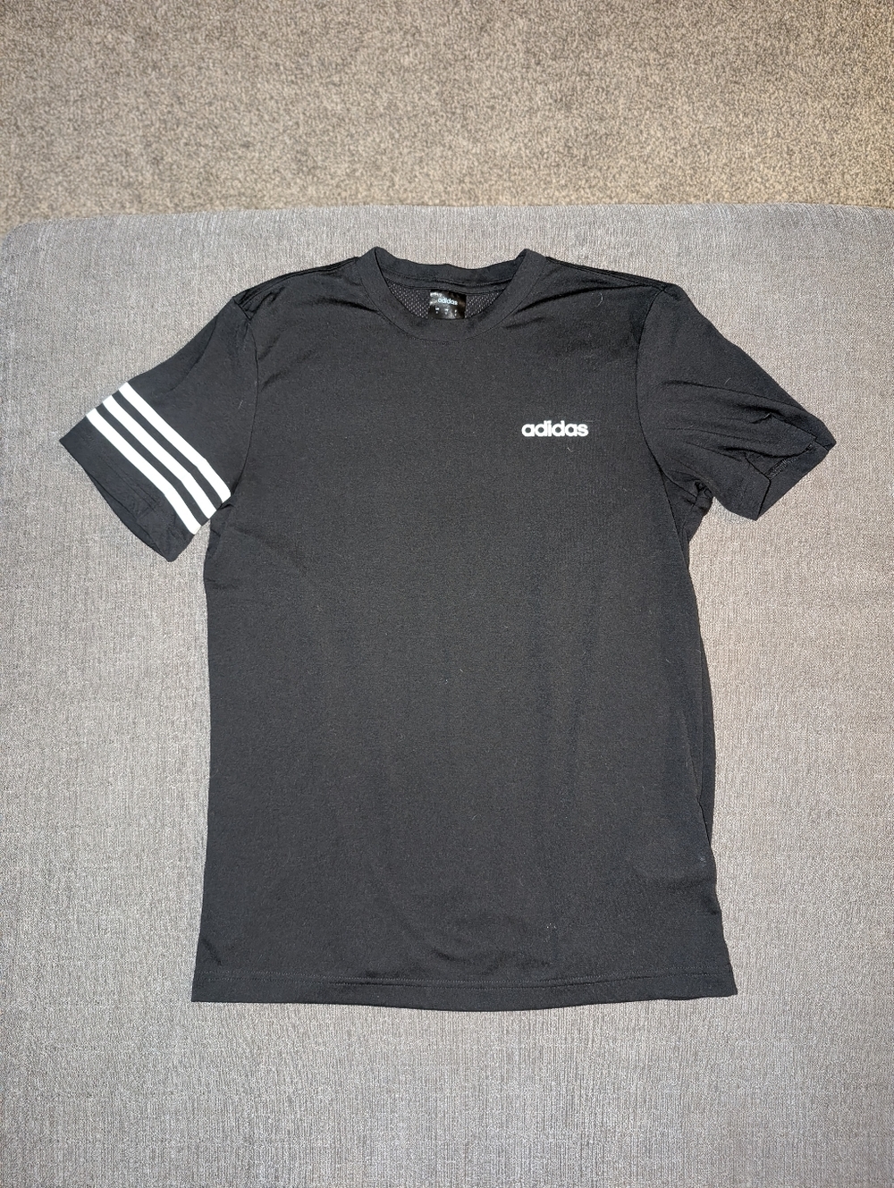 adidas Black Short-Sleeve Tee with White 3-Stripes